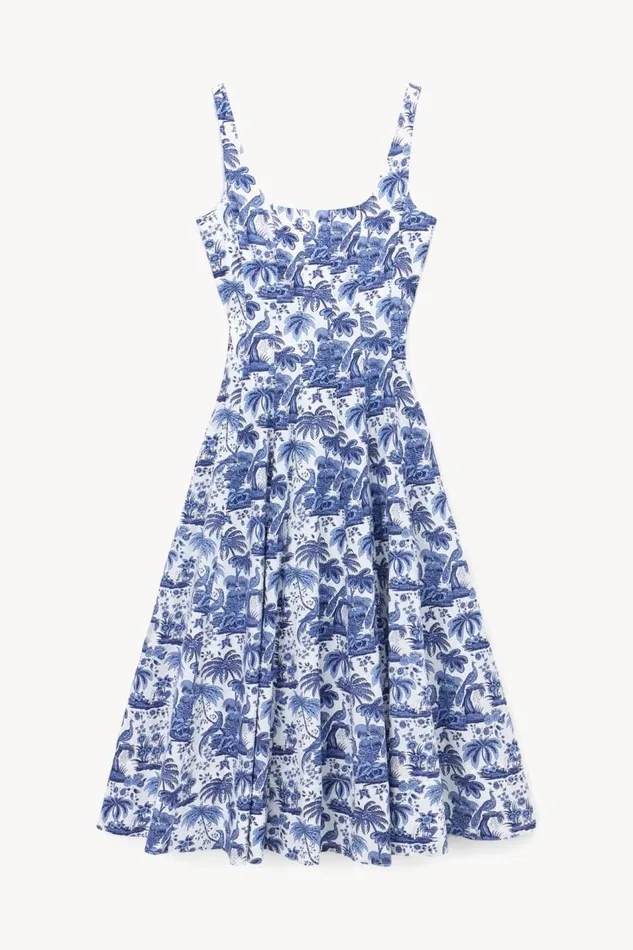 STAUD Dresses Women STAUD WELLS DRESS CHINA BLUE TOILE STAUD Dresses Women STAUD WELLS DRESS CHINA BLUE TOILE
