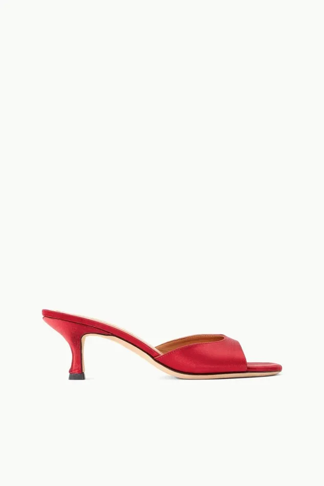 STAUD Heels Women STAUD BRIGITTE MULE RUBY SATIN