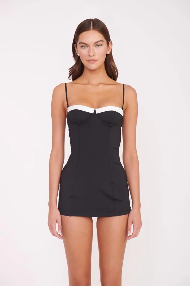 STAUD One Pieces Women STAUD MAEVE SWIM DRESS BLACK WHITE
