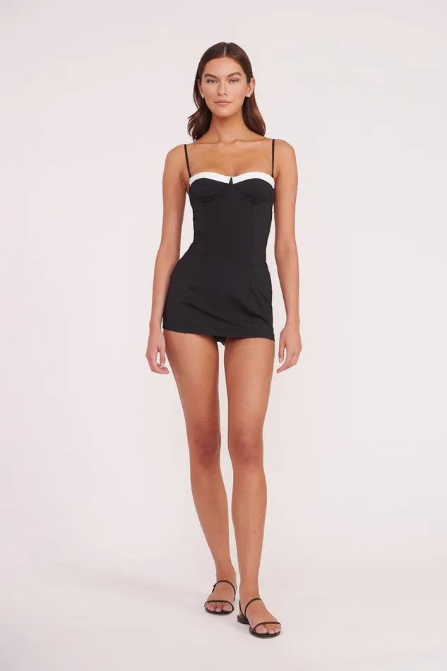 STAUD One Pieces Women STAUD MAEVE SWIM DRESS BLACK WHITE
