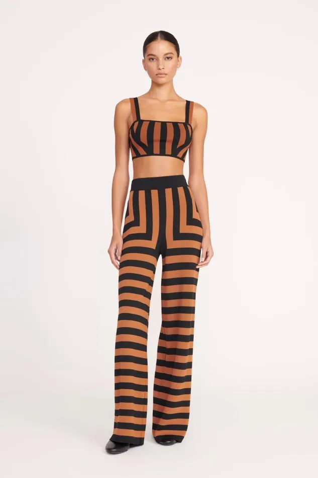 STAUD Tops Women STAUD ZOLA TOP BLACK TAN SEASHORE STRIPE STAUD Tops Women STAUD ZOLA TOP BLACK TAN SEASHORE STRIPE
