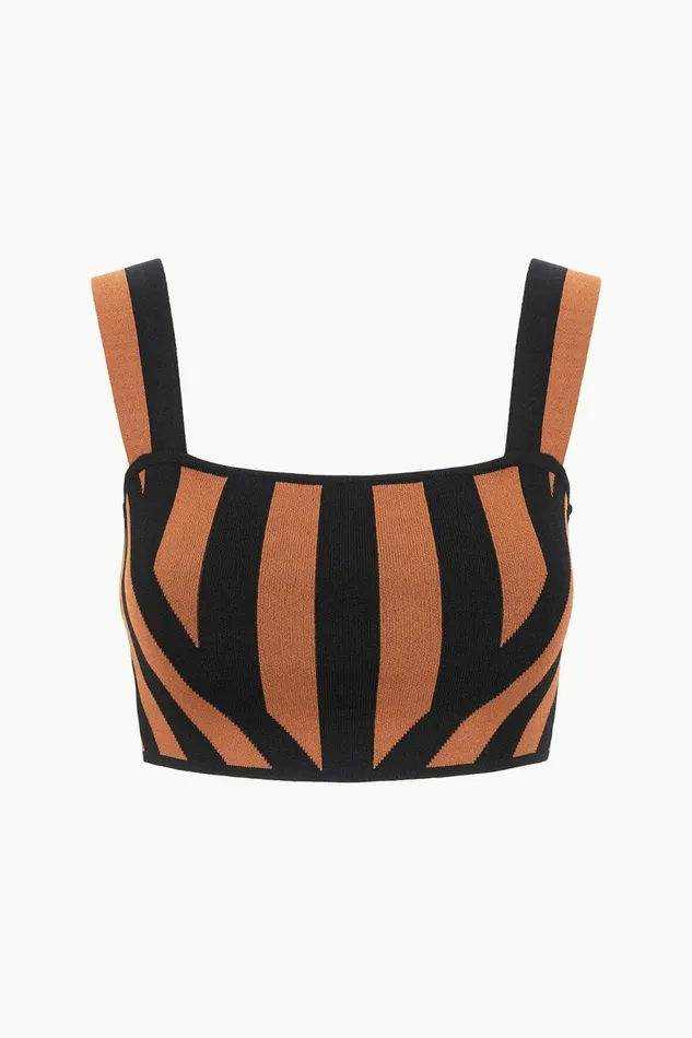 STAUD Tops Women STAUD ZOLA TOP BLACK TAN SEASHORE STRIPE STAUD Tops Women STAUD ZOLA TOP BLACK TAN SEASHORE STRIPE