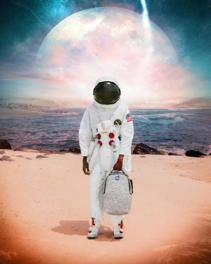 STEP INTO THE FUTURE 8211 NASA COLLAB MOON SHARK 3D MOLDED Bags SPRAYGROUND
