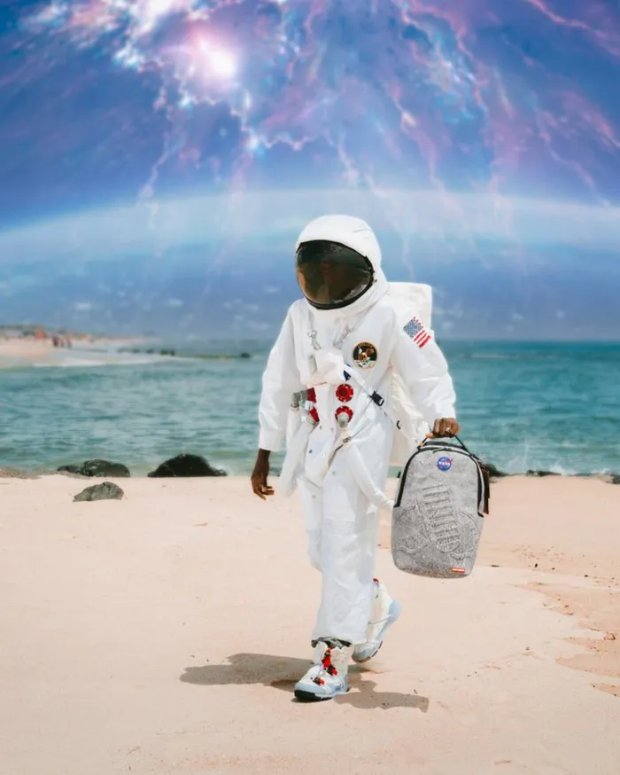 STEP INTO THE FUTURE 8211 NASA COLLAB MOON SHARK 3D MOLDED Bags SPRAYGROUND