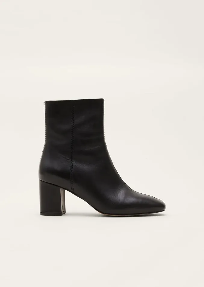 Stitched Leather Boot Black Women Phase Eight Heels