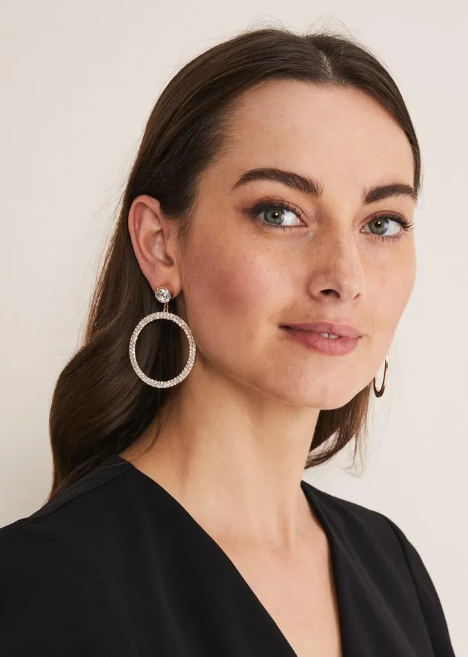Stone Circle Drop Earring Gold Women Phase Eight Jewellery