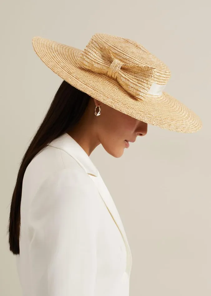 Straw Bow Boater Natural Women Phase Eight Fascinators and Hats