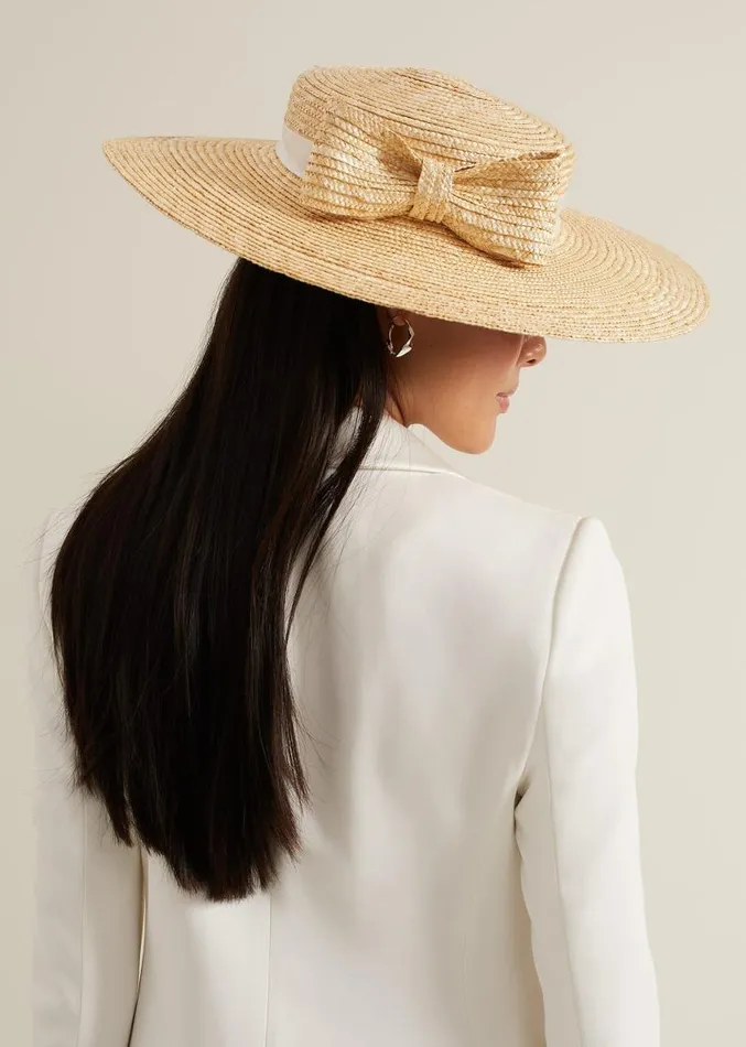 Straw Bow Boater Natural Women Phase Eight Fascinators and Hats
