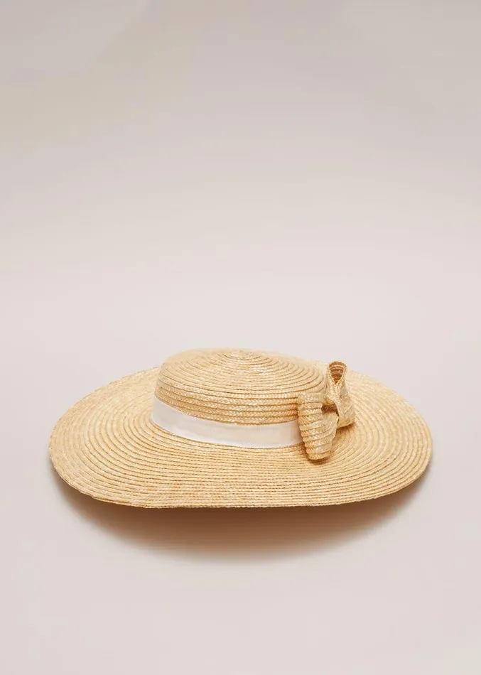 Straw Bow Boater Natural Women Phase Eight Fascinators and Hats