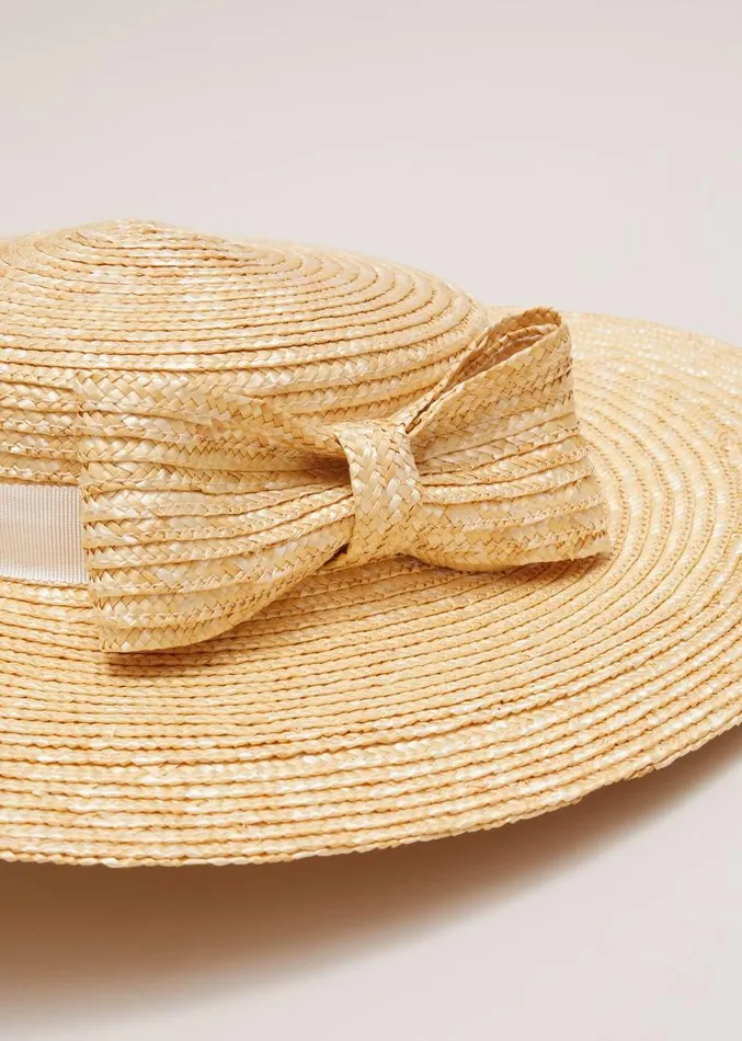 Straw Bow Boater Natural Women Phase Eight Fascinators and Hats