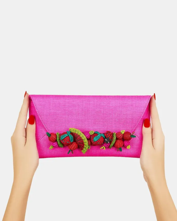 Strawberry Punch Clutch Fuchsia Women Aquazzura Clutch Bags Strawberry Punch Clutch Fuchsia Women Aquazzura Clutch Bags