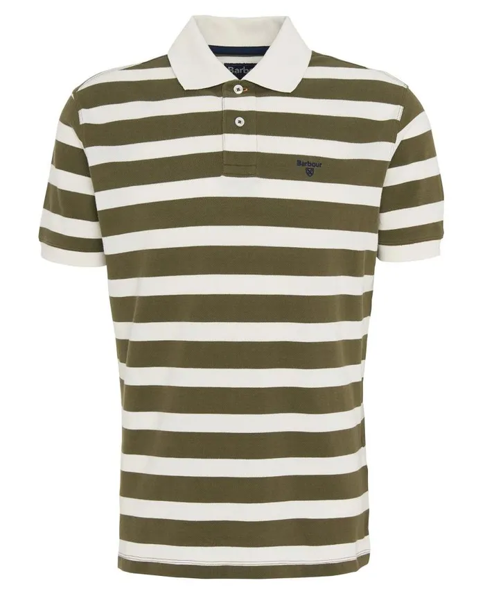 Striped Sports Polo Shirt Pale Sage Men Barbour Polo Shirts