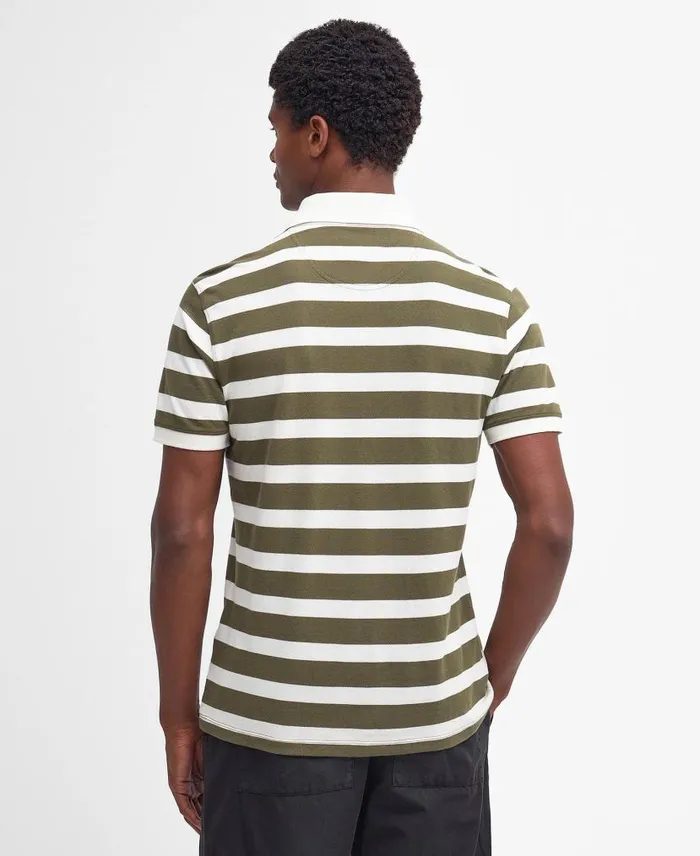 Striped Sports Polo Shirt Pale Sage Men Barbour Polo Shirts