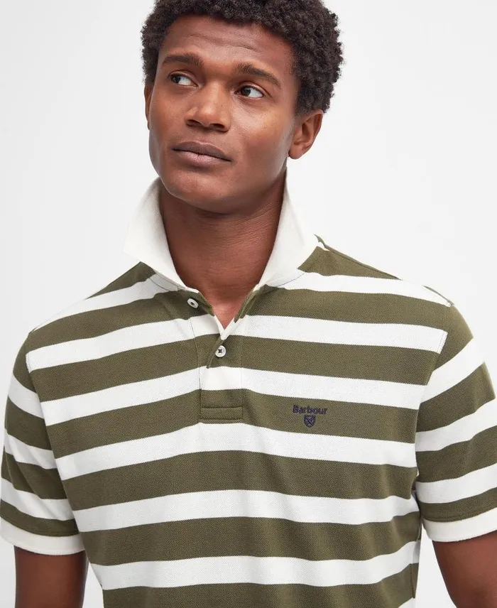 Striped Sports Polo Shirt Pale Sage Men Barbour Polo Shirts