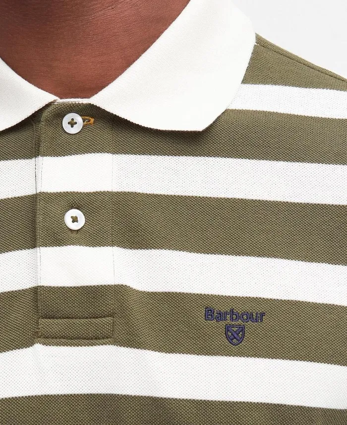 Striped Sports Polo Shirt Pale Sage Men Barbour Polo Shirts