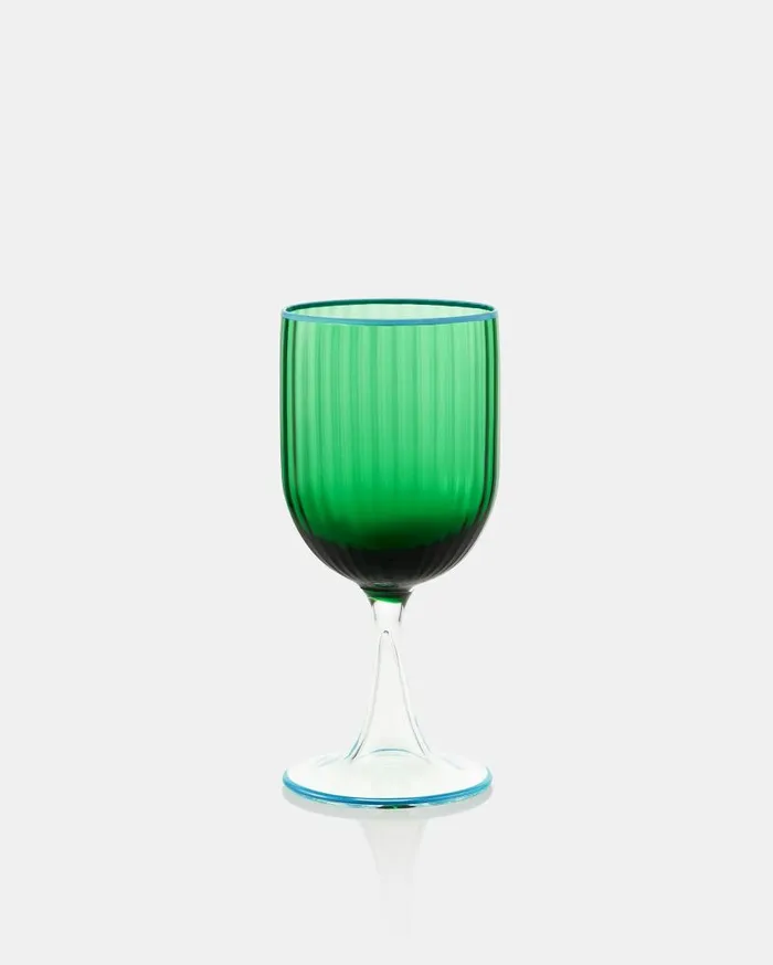 Striped White Wine Glass Green Women Aquazzura Glassware Striped White Wine Glass Green Women Aquazzura Glassware