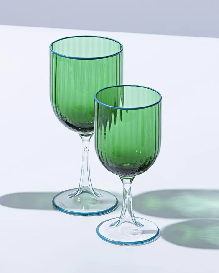 Striped White Wine Glass Green Women Aquazzura Glassware Striped White Wine Glass Green Women Aquazzura Glassware