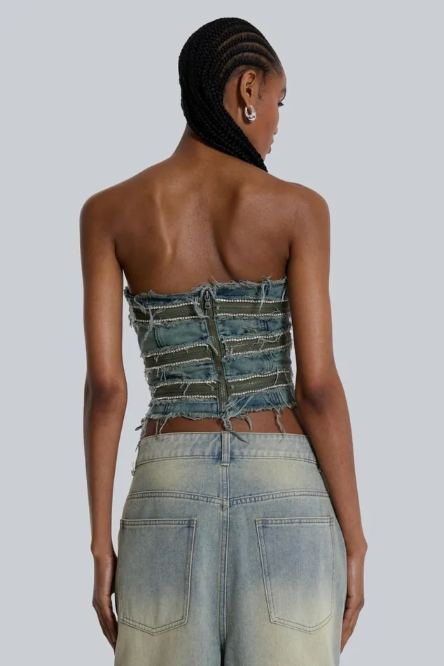 SubRosa Denim Corset Top Blue Women Jaded London Corsets