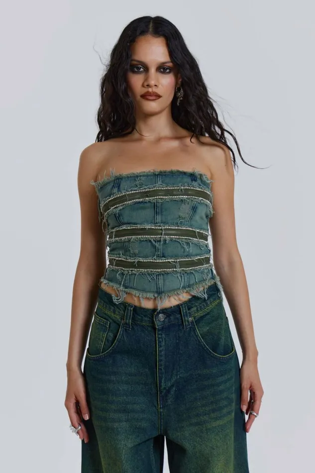 SubRosa Denim Corset Top Blue Women Jaded London Corsets