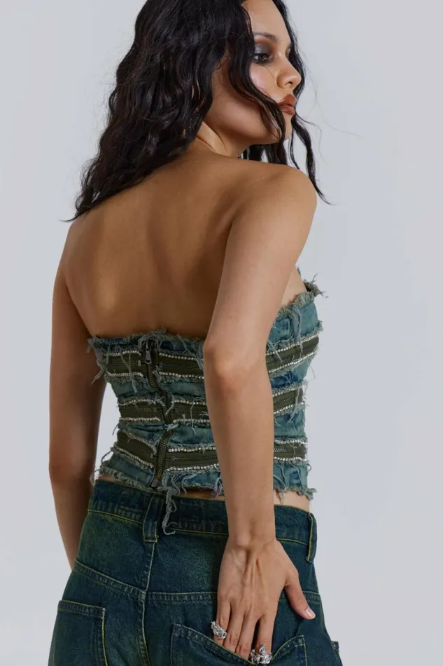 SubRosa Denim Corset Top Blue Women Jaded London Corsets