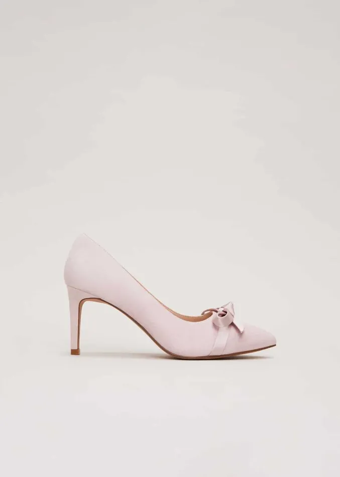 Suede Bow Front Court Shoe Pale Pink Women Phase Eight Occasion Shoes