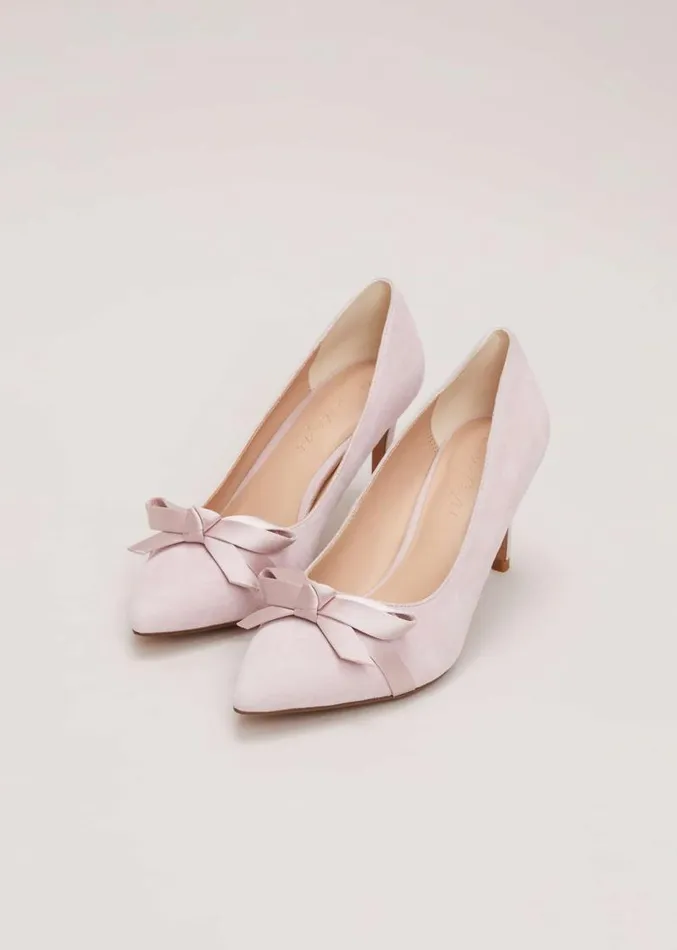 Suede Bow Front Court Shoe Pale Pink Women Phase Eight Occasion Shoes