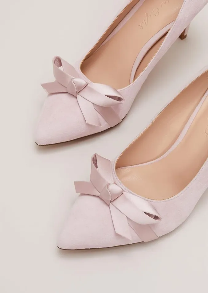 Suede Bow Front Court Shoe Pale Pink Women Phase Eight Occasion Shoes
