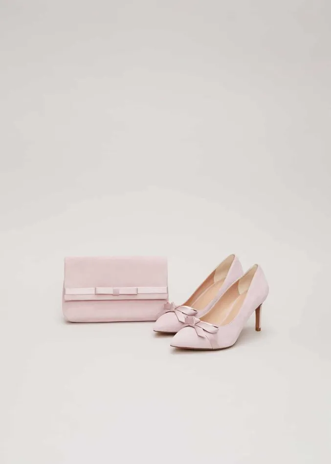 Suede Bow Front Court Shoe Pale Pink Women Phase Eight Occasion Shoes