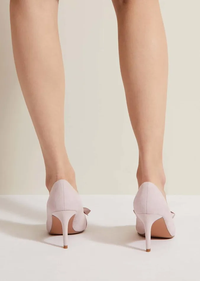 Suede Bow Front Court Shoe Pale Pink Women Phase Eight Occasion Shoes