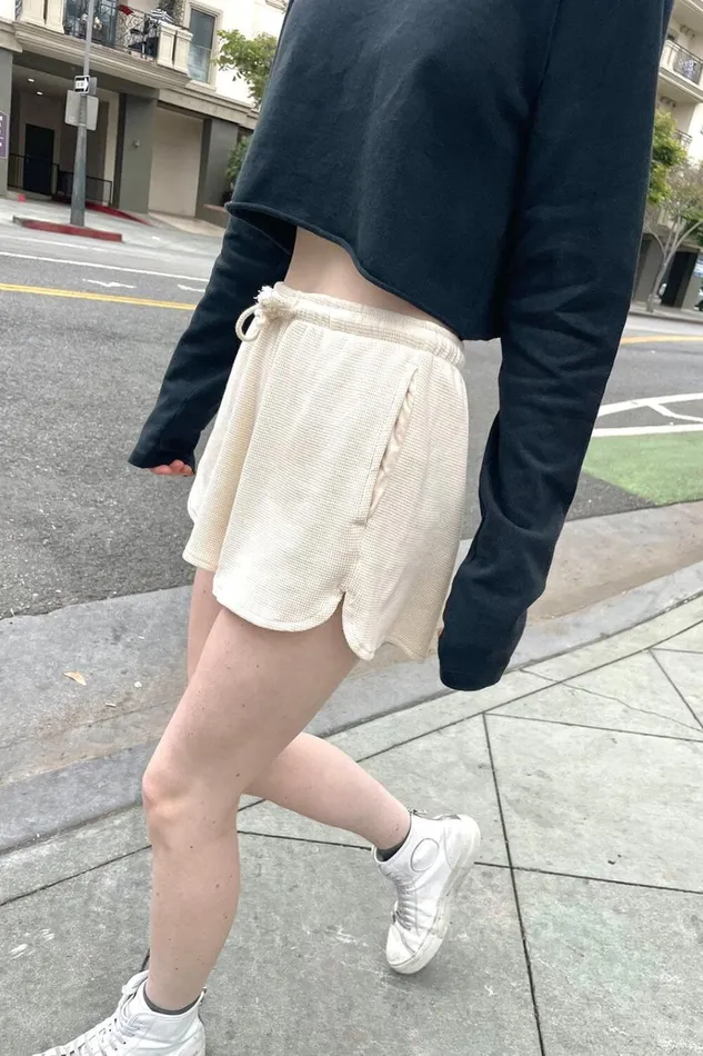 Summer Thermal Shorts Ivory Women Brandy Melville Bottoms