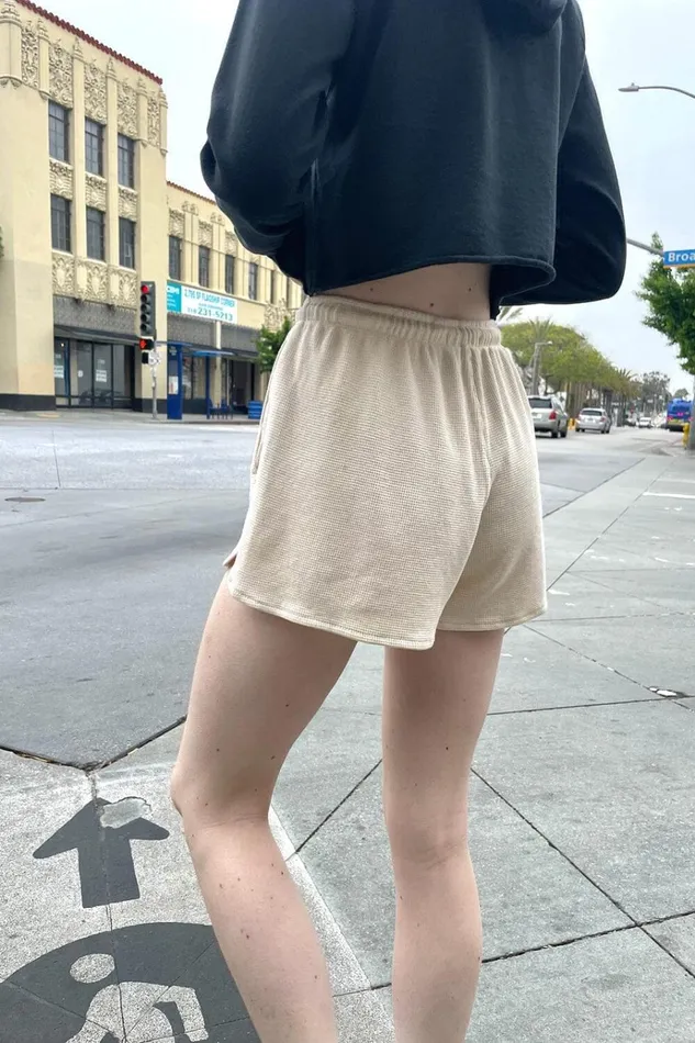 Summer Thermal Shorts Ivory Women Brandy Melville Bottoms