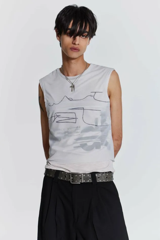 Surge Layered Tank White Men Jaded London Vests