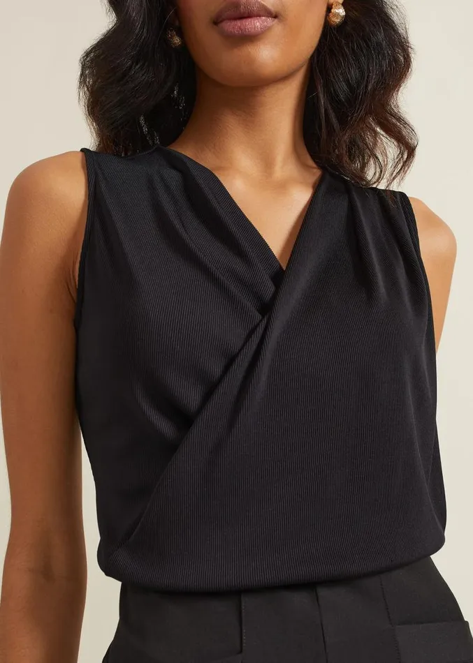 Sutton Sleeveless Drape Rib Top Black Women Phase Eight Tops and TShirts