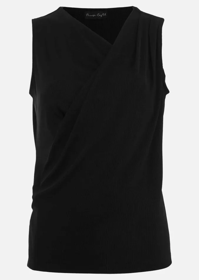 Sutton Sleeveless Drape Rib Top Black Women Phase Eight Tops and TShirts