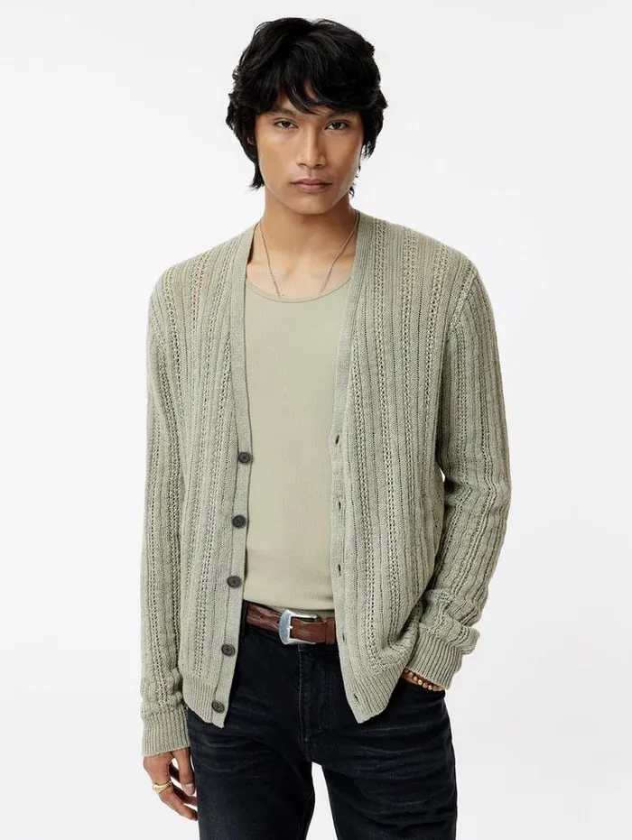 Sweaters Men John Varvatos KLIMENT CARDIGAN Sage Brush
