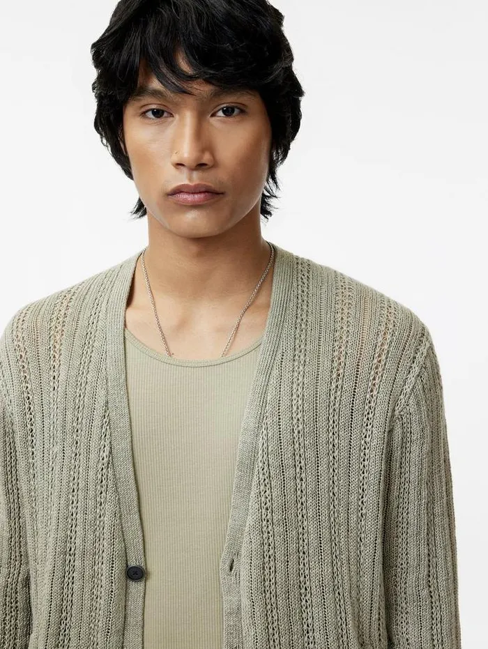 Sweaters Men John Varvatos KLIMENT CARDIGAN Sage Brush
