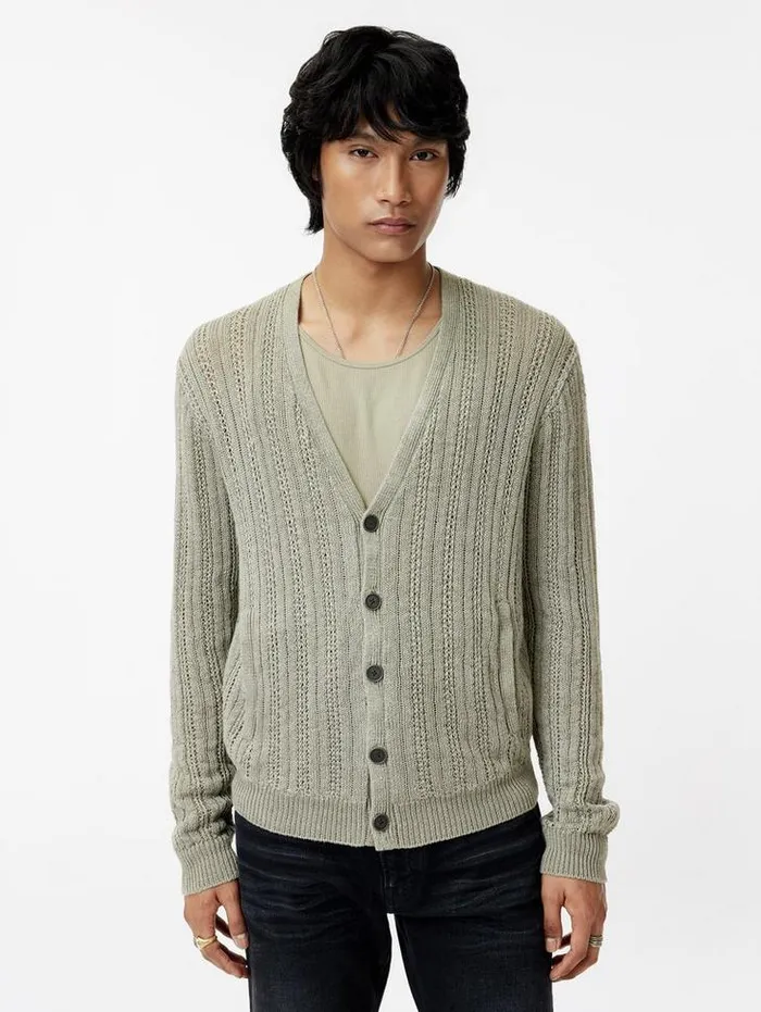 Sweaters Men John Varvatos KLIMENT CARDIGAN Sage Brush