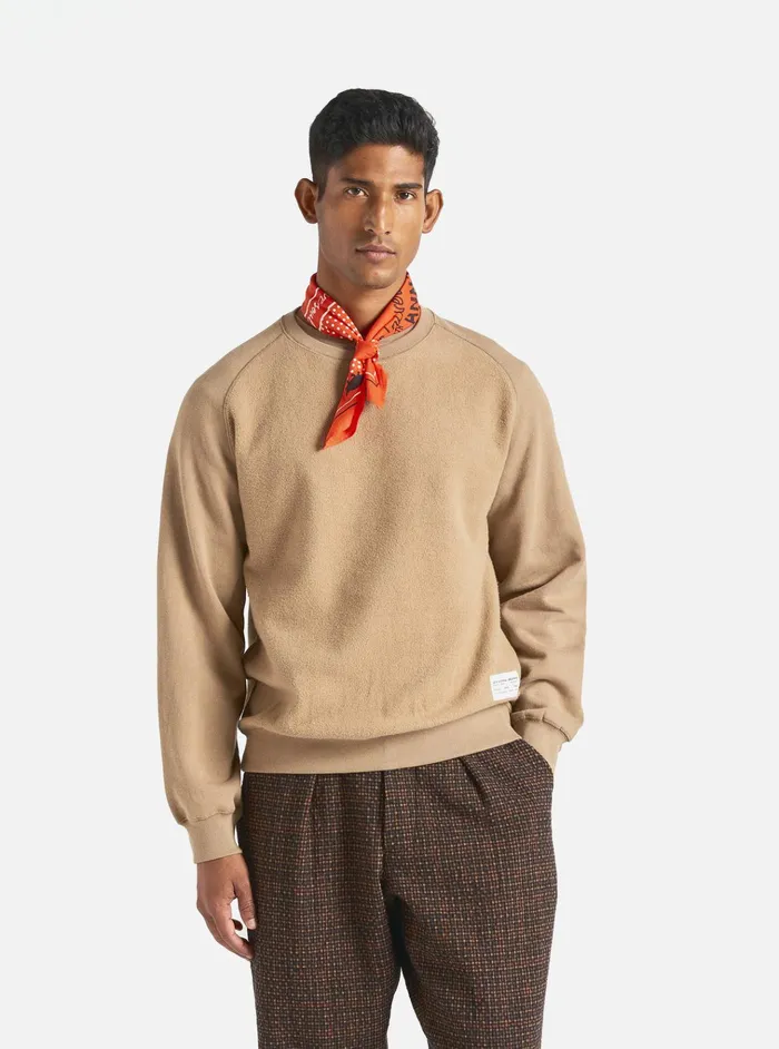 Sweatshirts Men Universal Works Universal Works Sweatshirt In Sand Brush Back Sweat