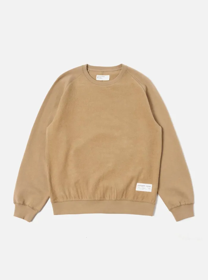 Sweatshirts Men Universal Works Universal Works Sweatshirt In Sand Brush Back Sweat