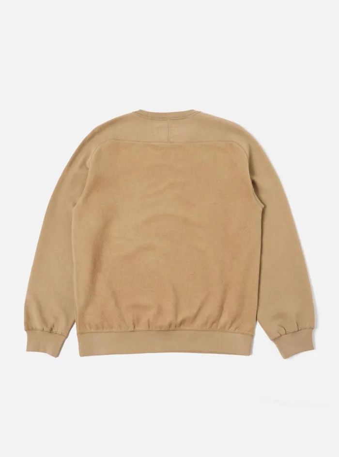 Sweatshirts Men Universal Works Universal Works Sweatshirt In Sand Brush Back Sweat
