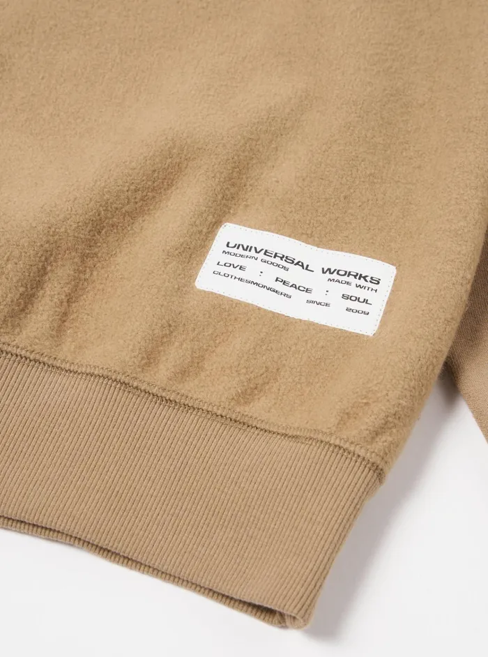 Sweatshirts Men Universal Works Universal Works Sweatshirt In Sand Brush Back Sweat