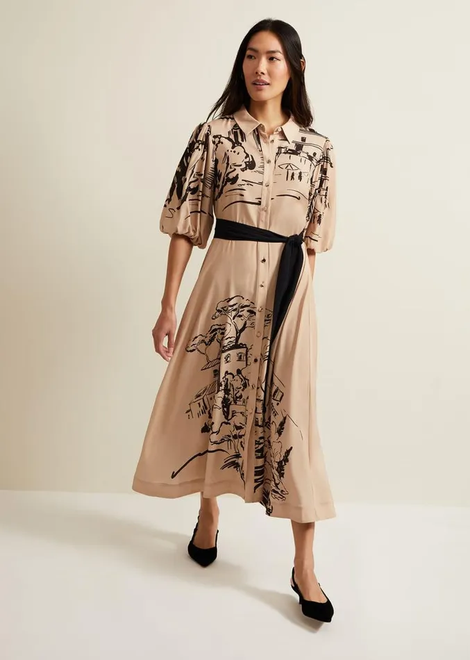 Tammy Puff Sleeve Shirt Dress Cream Women Phase Eight Dresses