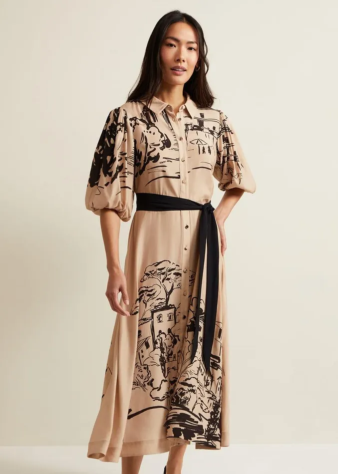 Tammy Puff Sleeve Shirt Dress Cream Women Phase Eight Dresses
