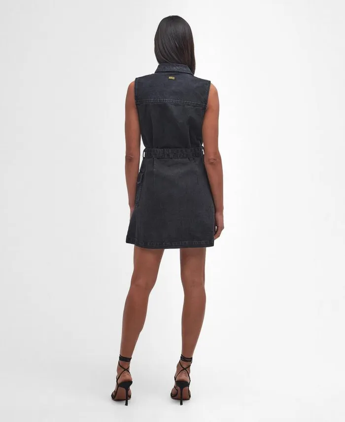 Tamsin Denim Mini Dress Washed Khaki Women Barbour Dresses and Skirts