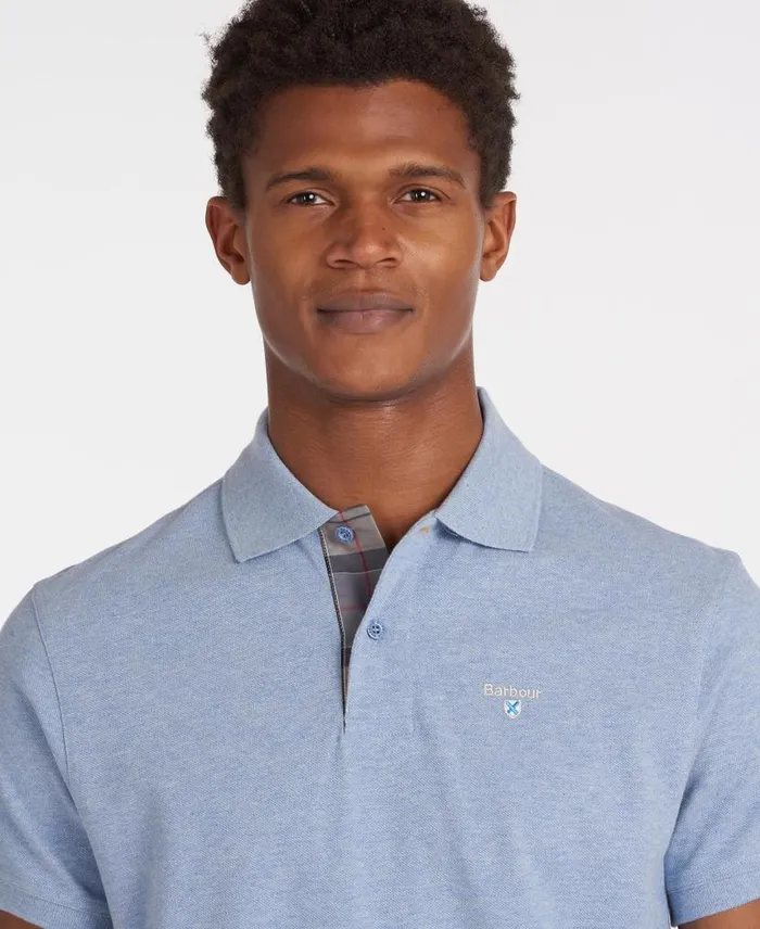 Tartan Pique Polo Shirt Blackmodern Men Barbour Polo Shirts