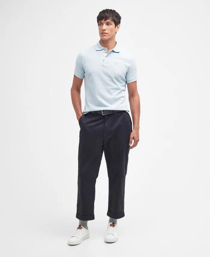 Tartan Pique Polo Shirt Niagara Mist Men Barbour Polo Shirts