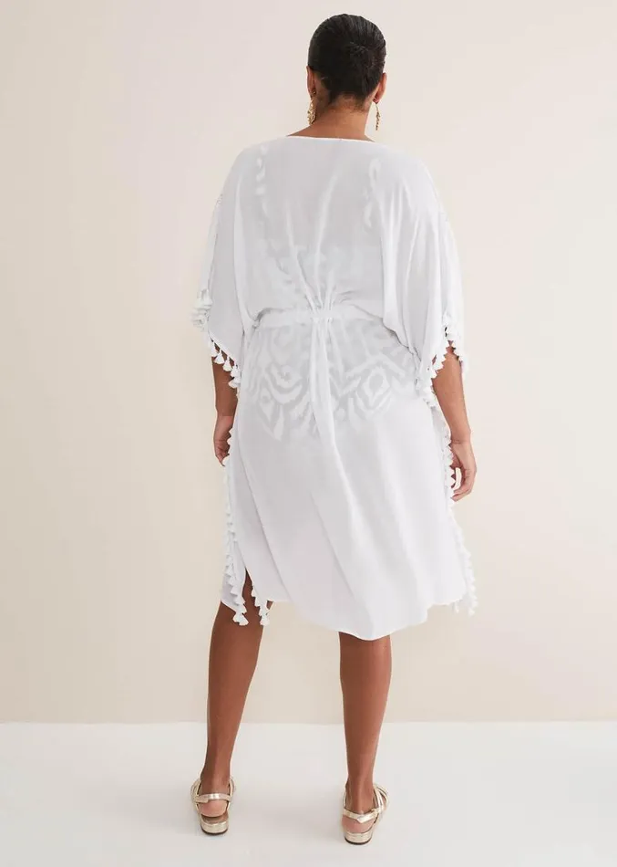 Tassle Trim Kaftan White Women Phase Eight Swimwear