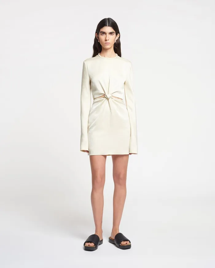Tazia CutOut Crisp Satin Mini Dress Creme Women Nanushka Dresses