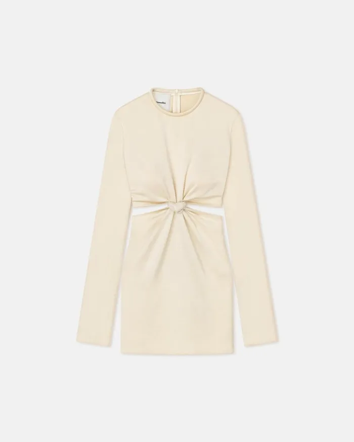Tazia CutOut Crisp Satin Mini Dress Creme Women Nanushka Dresses
