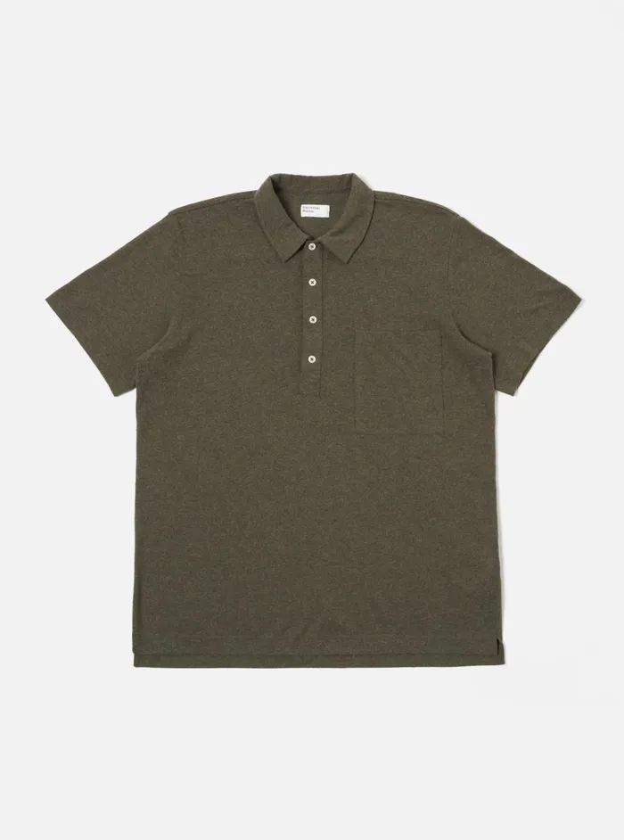Tees Men Universal Works Universal Works Pullover SS Shirt In Olive Recycled Wool Mix